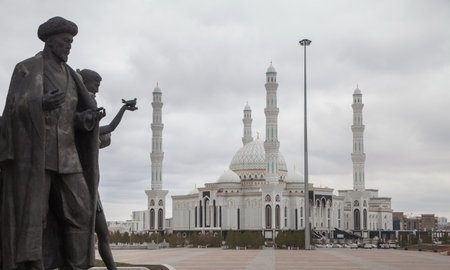Nur Sultan,Kazakhstan - 04/28/2017: View of the Kazakh Eli Monument on Independence Square in Astana, the capital of Kazakhstanのeditorial素材