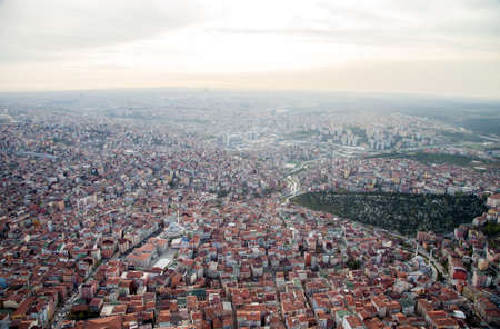 Aerial view of Istanbul city at sunset