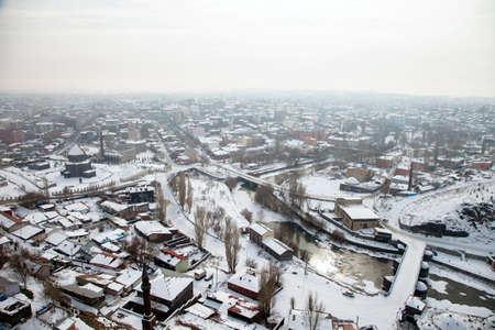 Kars cityscape on a snowy winter dayのeditorial素材
