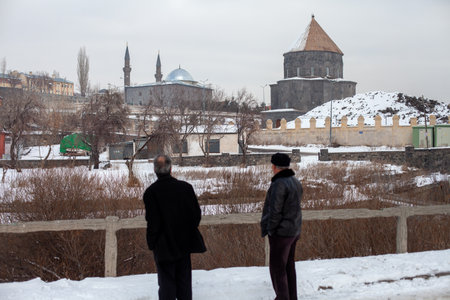 Kars, Turkey - 01-21-2016: Historical Holy Apostles Church was built in the 10th century and also...