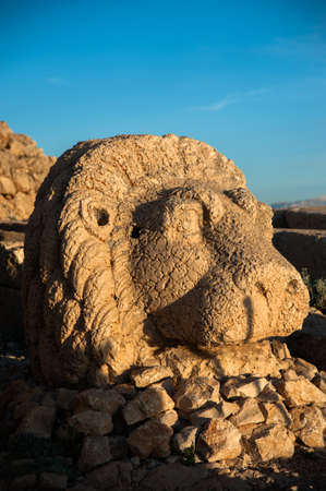 Ancient statues on the top of Nemrut mount, Turkey. The mount Nemrut is listed as UNESCO World Heritage. Adiyaman,Turkeyのeditorial素材