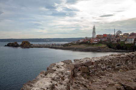Black sea view with Rumeli lighthouse,Istanbulのeditorial素材