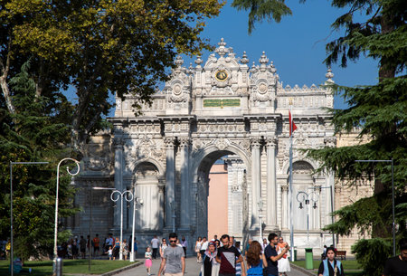 Besiktas,Istanbul,Turkey - 09-02-2022:The historical Dolmabahce palace entrance gateのeditorial素材