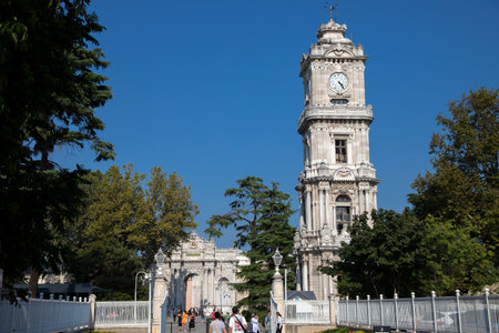 Besiktas,Istanbul,Turkey - 09-02-2022:Dolmabahce palace historical clock towerのeditorial素材