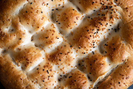 Traditional Ramadan pita close-up. holy bread for Muslims