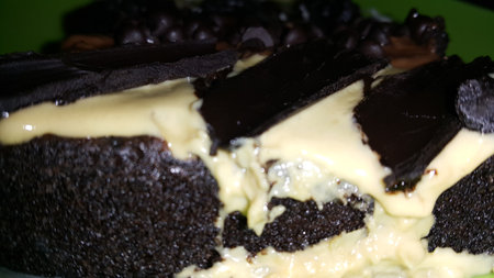 Very delicious chocolate cake close up shot. Delicious traditional cakes.の写真素材