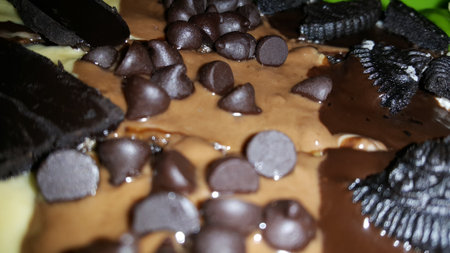 Very delicious chocolate cake close up shot. Delicious traditional cakes.の写真素材