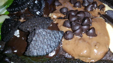 Very delicious chocolate cake close up shot. Delicious traditional cakes.の写真素材