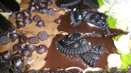 Very delicious chocolate cake close up shot. Delicious traditional cakes.の写真素材