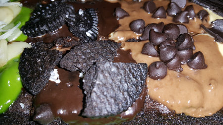 Very delicious chocolate cake close up shot. Delicious traditional cakes.の写真素材