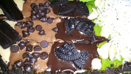 Very delicious chocolate cake close up shot. Delicious traditional cakes.の写真素材