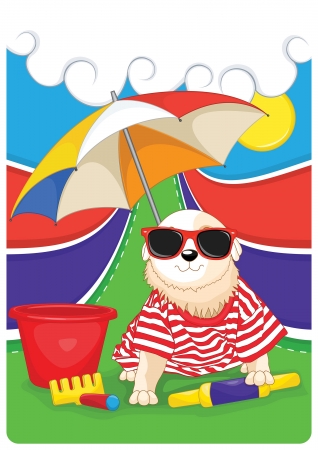 Doggy with colorful background vector illustrationのイラスト素材