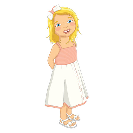 Cute Blonde Girl Vector Illustrationのイラスト素材