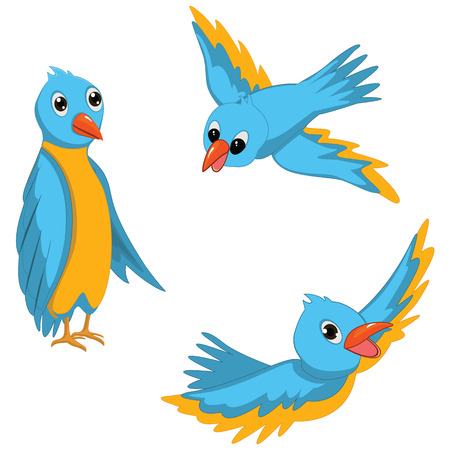 Blue Birds Illustrations Setのイラスト素材