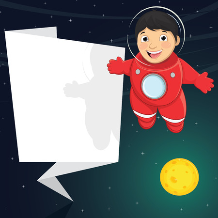 Illustration Of A Cute Astronaut With Origami Bannerのイラスト素材