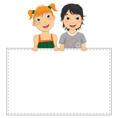Illustration Of Cute Children Holding Bannerのイラスト素材