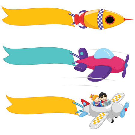 Planes With Banners Setのイラスト素材