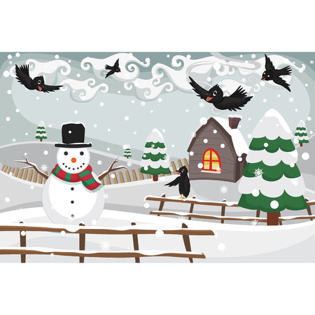 Winter scene vector illustrationのイラスト素材