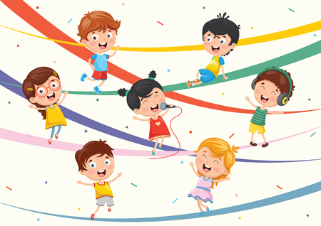 A Vector Illustration Of Kids Backgroundのイラスト素材