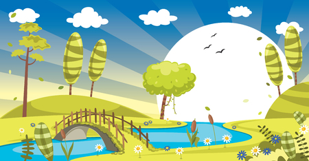 Vector Illustration Of Green Landscapeのイラスト素材