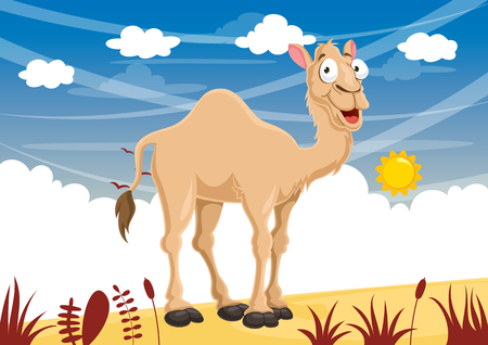Vector Illustration Of Cartoon Camel with sun.のイラスト素材