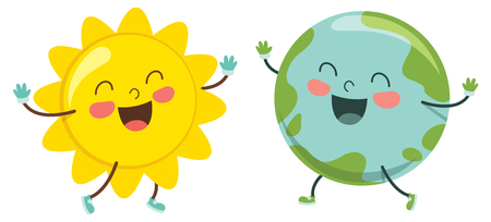 Vector Illustration Of Cartoon Sun And Worldのイラスト素材