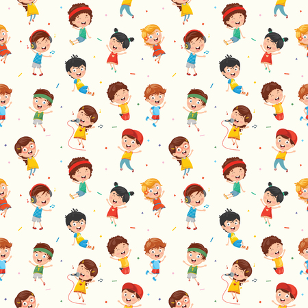 Seamless Pattern Of Funny Kidsのイラスト素材