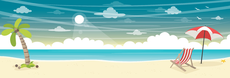 Vector Illustration Of Summer Beach Backgroundのイラスト素材
