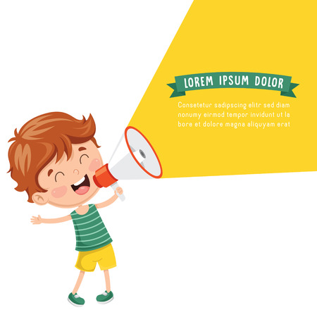 Vector Illustration Of a boy with a Megaphoneのイラスト素材