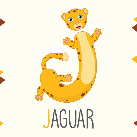Alphabet Letter J And Jaguar Vector illustration.のイラスト素材