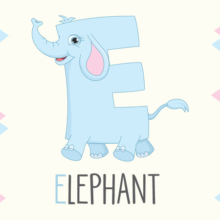 Alphabet Letter E And Elephant Vector illustration.のイラスト素材