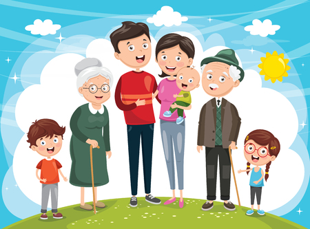 Vector Illustration Of Happy Familyのイラスト素材