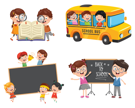 Vector Illustration Of School Childrenのイラスト素材