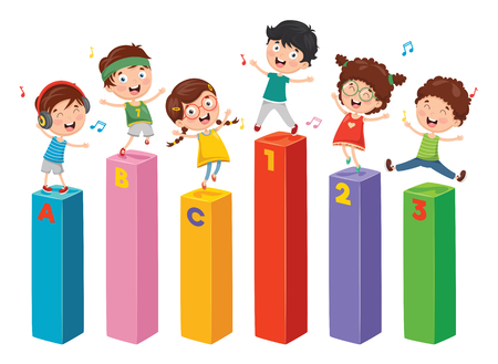 Vector Illustration Of Happy Childrenのイラスト素材