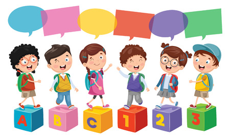 Vector Illustration Of Happy Childrenのイラスト素材