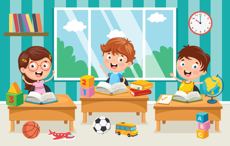 Vector Illustration Of Preschool Childrenのイラスト素材