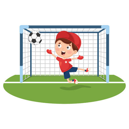 Vector Illustration Of Playing Footballのイラスト素材