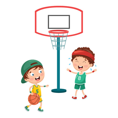 Vector Illustration Of Kid Playing Basketballのイラスト素材