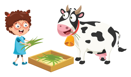 Vector Illustration Of Kid Farmerのイラスト素材