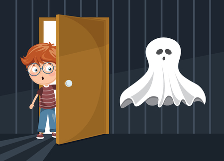 Vector Illustration Of Kid Scaring