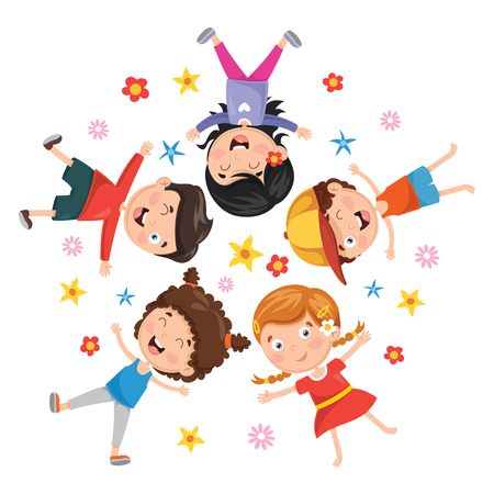 Vector Illustration Of Children Lyingのイラスト素材