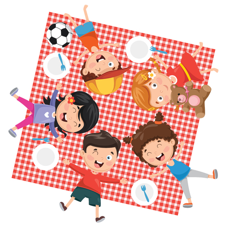 Vector Illustration Of Children's Picnicのイラスト素材