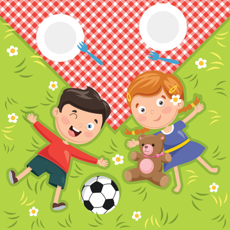 Vector Illustration Of Children's Picnicのイラスト素材