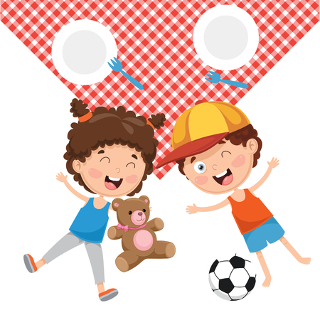 Vector Illustration Of Children's Picnicのイラスト素材