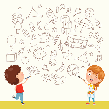 Illustration Of Children Sketchingのイラスト素材