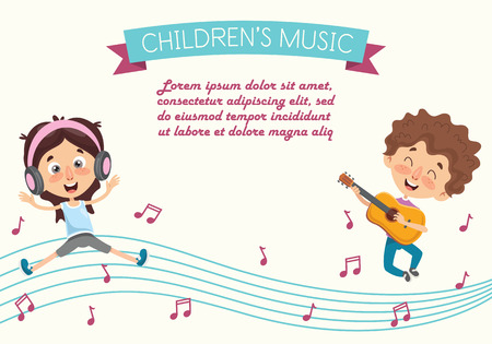 Vector Illustration Of A Kids Dancingのイラスト素材