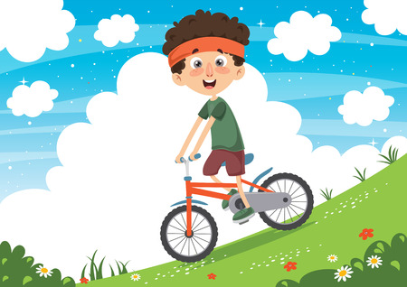 Vector Illustration Of Kid Cyclingのイラスト素材