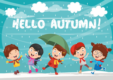 Vector Illustration Of Autumn Childrenのイラスト素材