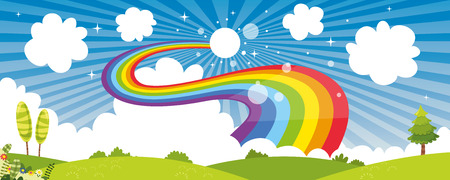 Vector Illustration Of Colorful Nature Sceneのイラスト素材