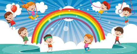 Vector Illustration Of Happy Childrenのイラスト素材